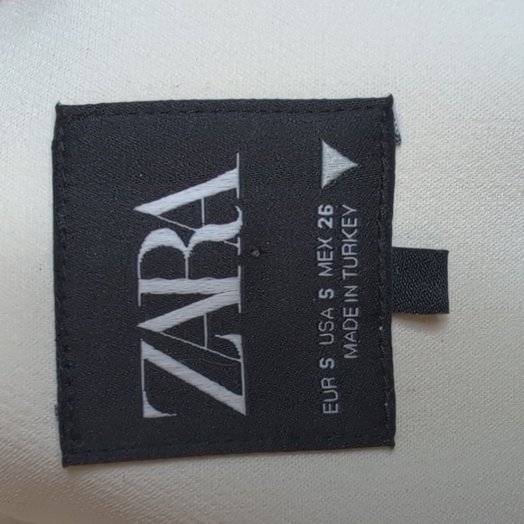 ZARA Ecru Open Front Cropped Structured Blazer Size Small - Picture 6 of 8